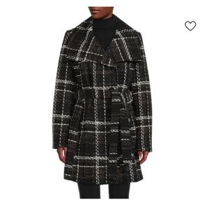 LAUNDRY BY SHELLI SEGAL Plaid Belted Coat - Size XS